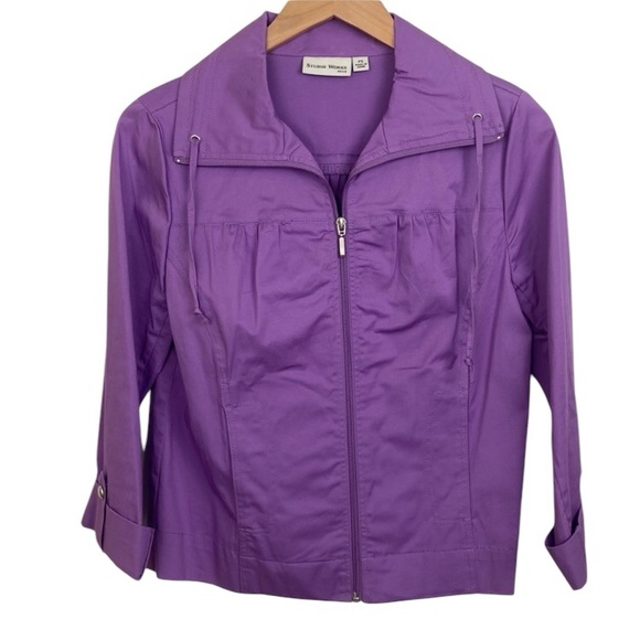 NEW Studio Works Purple Stretch Cotton Poplin Casual Jacket - Picture 11 of 11